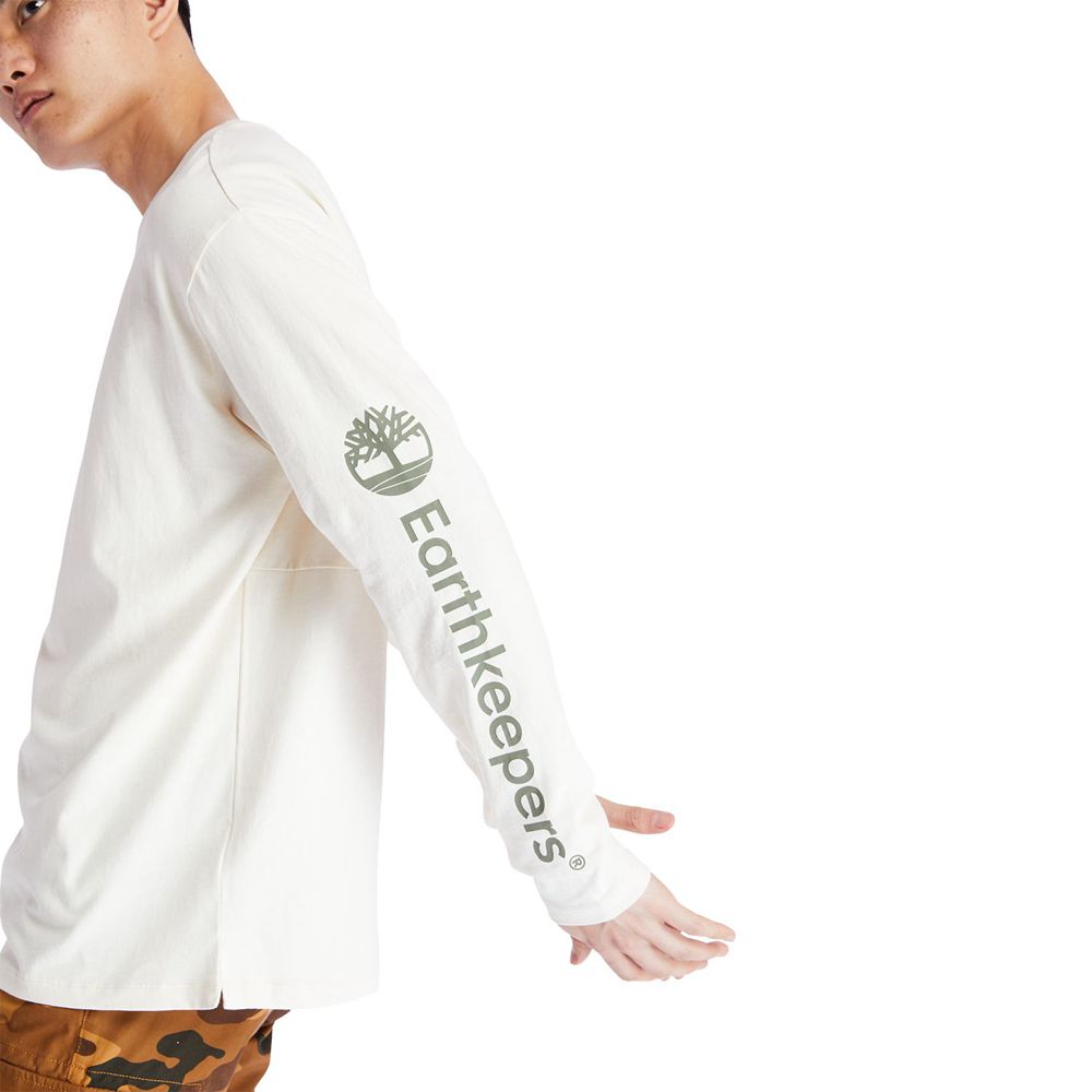 Timberland Mens T-Shirts Ecoriginal EK+ Long-Sleeve - White - India WN1560392